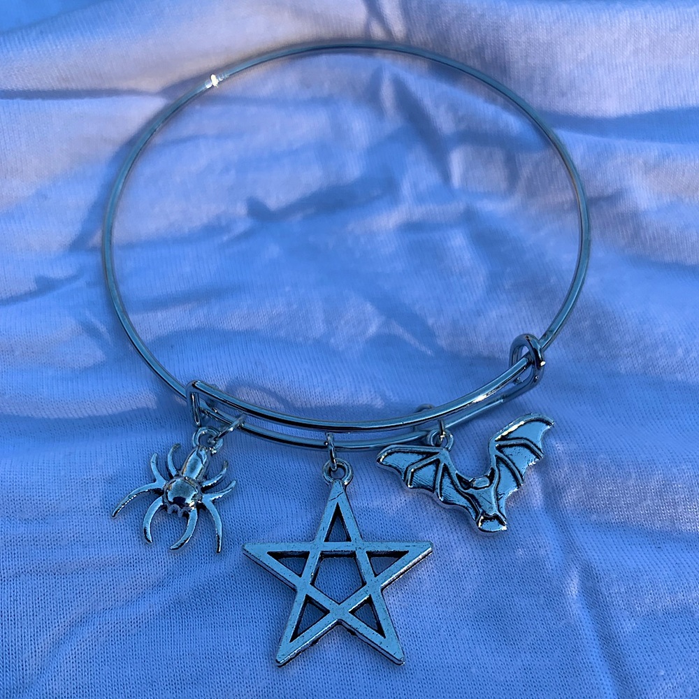Brand New! Handmade! Adjustable Charm Bangle Bracelet!